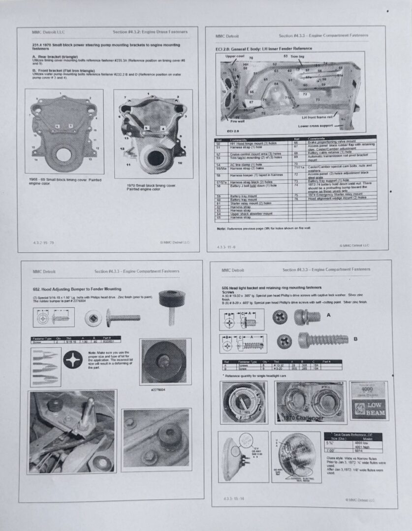 E Body (Challenger and Barracuda) 1970-74 Manual. Guide to Fasteners, Hardware and General Assembly (ERMX) - Image 4